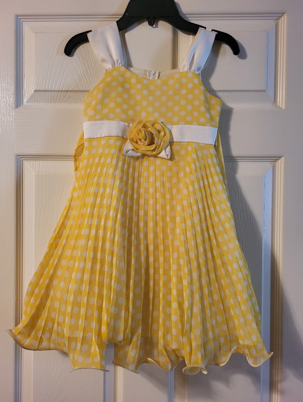 Yellow Polka Dot Flower-Accent Girls Dress